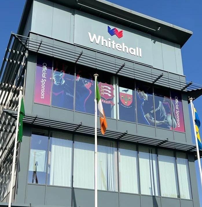 Whitehall building facade and window graphics